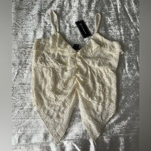 Lace Offwhite Asymmetrical Top